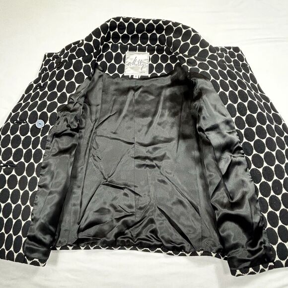 Milly of New York An Original Womens 8 Wool Blend Jacket Polka Dot Black White - Picture 6 of 16